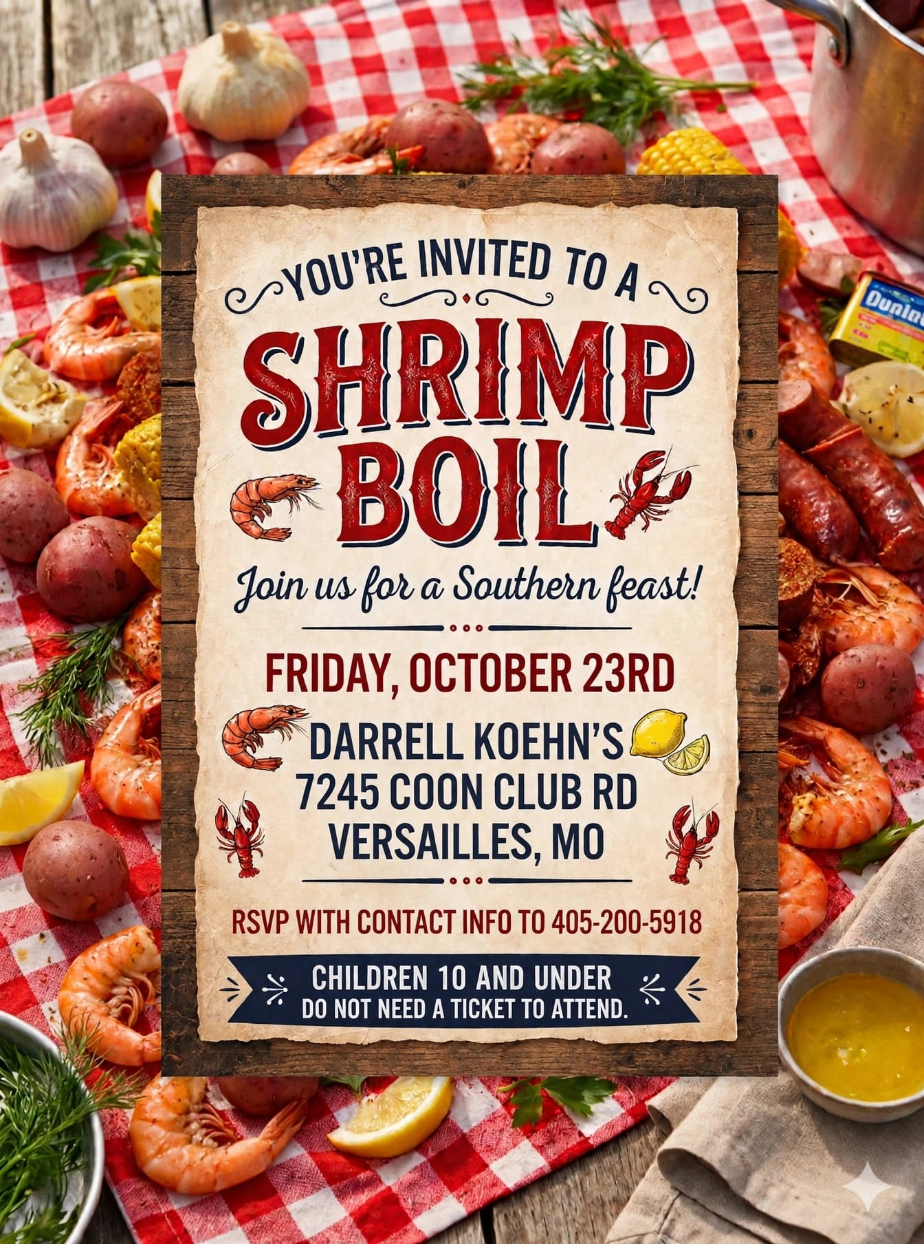 Shrimp Boil Meal Tickets 