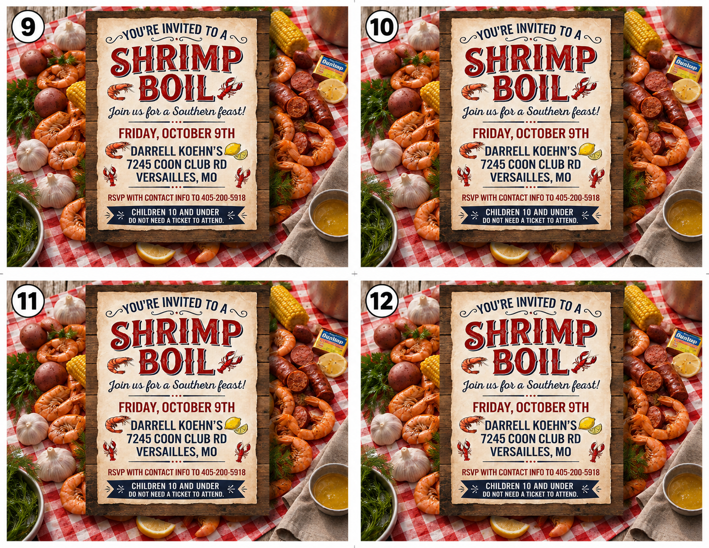 Shrimp Boil Meal Tickets