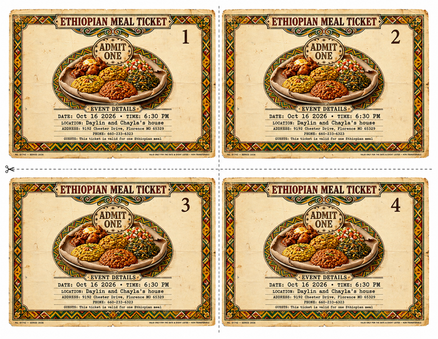 Ethiopian Meal Ticket