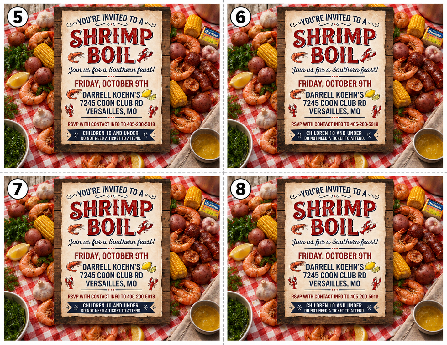 Shrimp Boil Meal Tickets