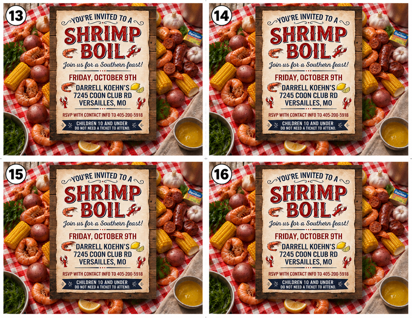 Shrimp Boil Meal Tickets 